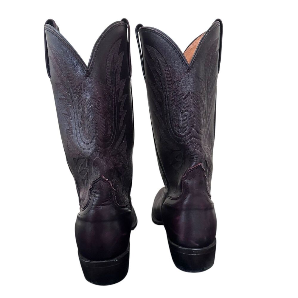 Lucchese Cowboy Boots Black Cherry Calfskin Men’s 11D Round Toe M1021 R4 - Picture 5 of 16
